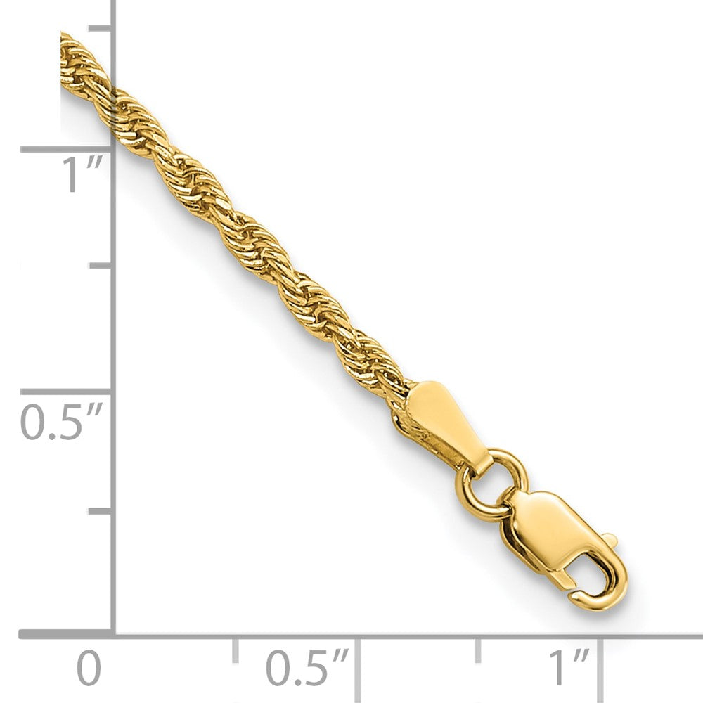 14K 10 inch 2mm Diamond-cut Rope with Lobster Clasp Anklet