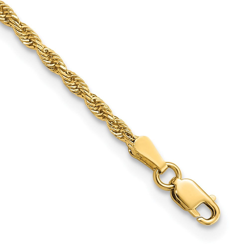 14K 10 inch 2mm Diamond-cut Rope with Lobster Clasp Anklet