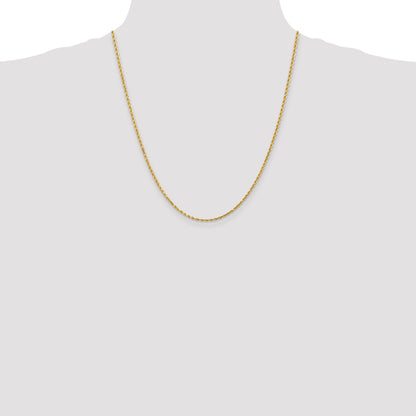 14K 22 inch 2mm Diamond-cut Rope with Lobster Clasp Chain