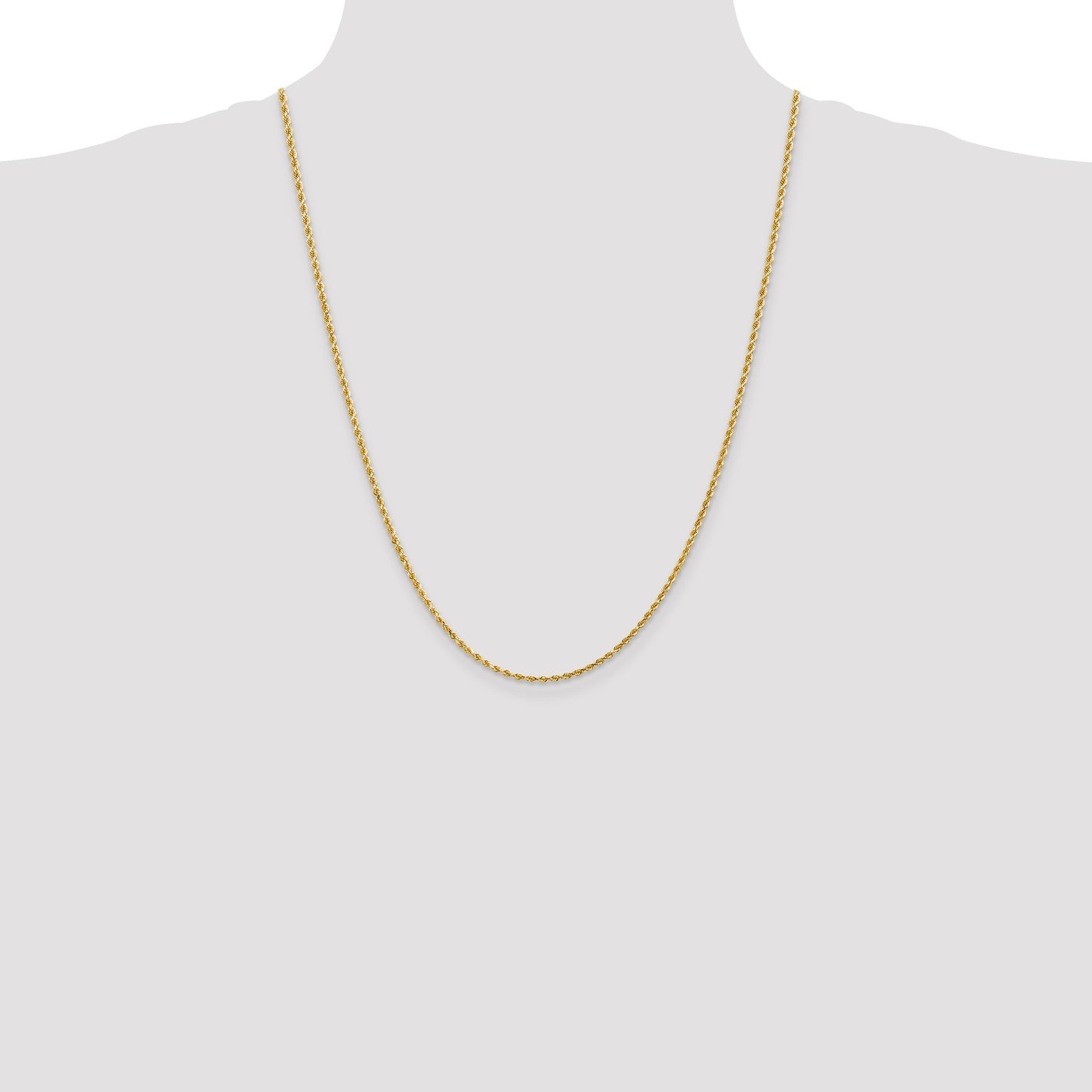 14K 24 inch 2mm Diamond-cut Rope with Lobster Clasp Chain