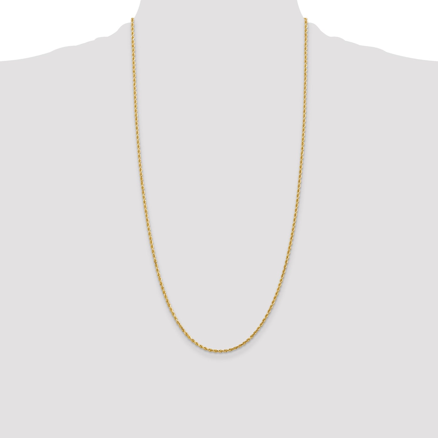 14K 28 inch 2mm Diamond-cut Rope with Lobster Clasp Chain