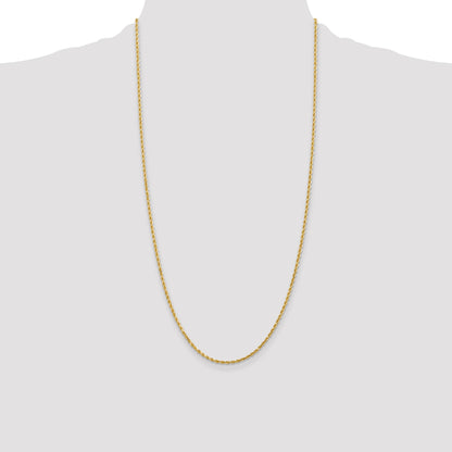 14K 28 inch 2mm Diamond-cut Rope with Lobster Clasp Chain
