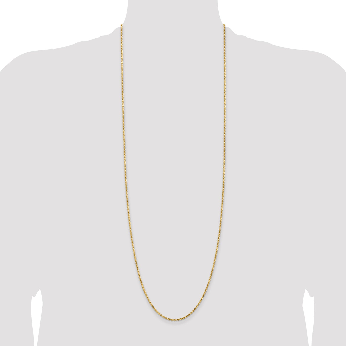 14K 36 inch 2mm Diamond-cut Rope with Lobster Clasp Chain