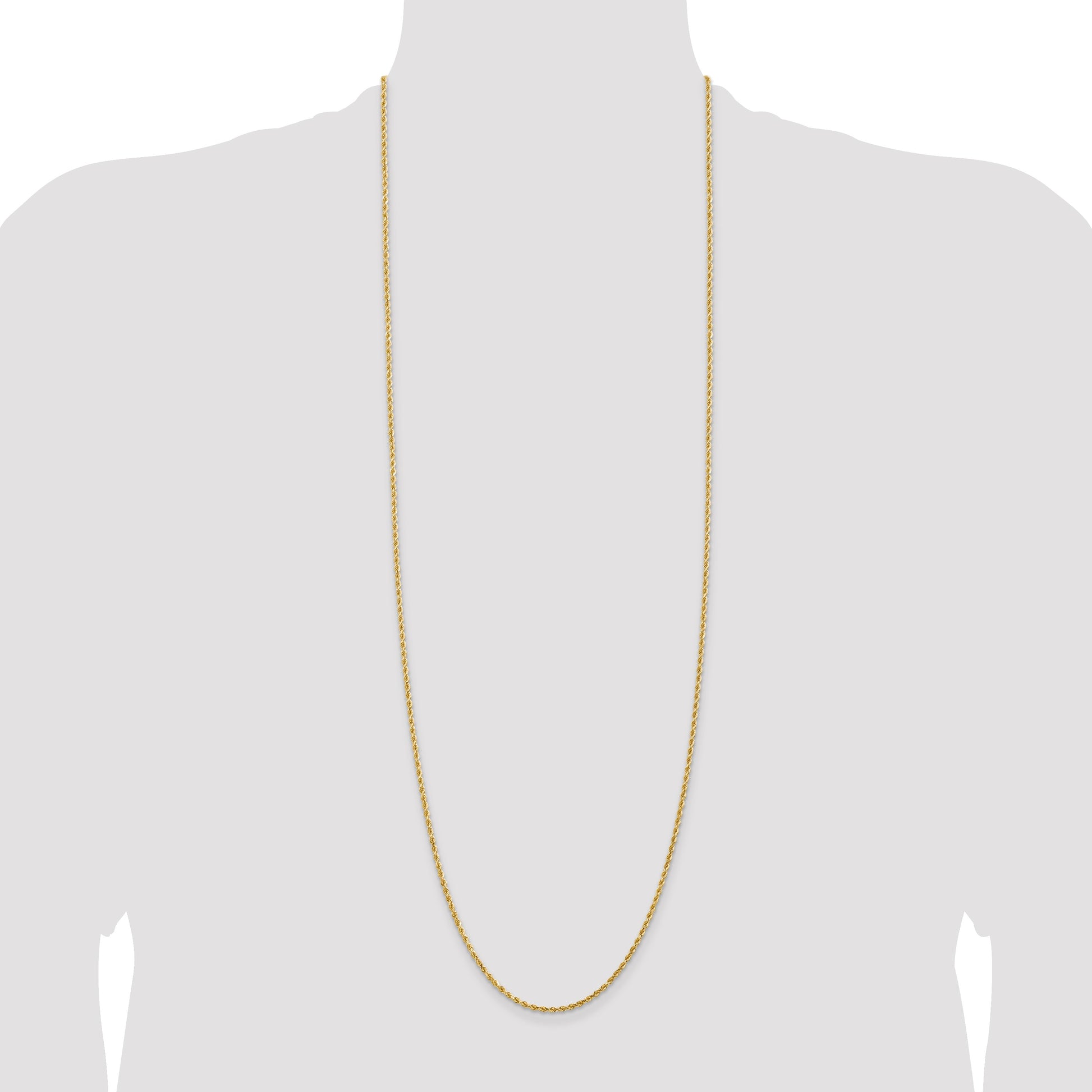 14K 36 inch 2mm Diamond-cut Rope with Lobster Clasp Chain