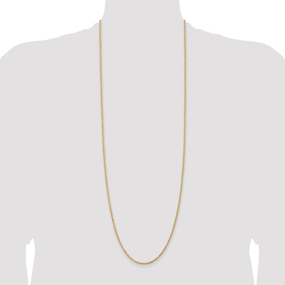 14K 36 inch 2mm Diamond-cut Rope with Lobster Clasp Chain