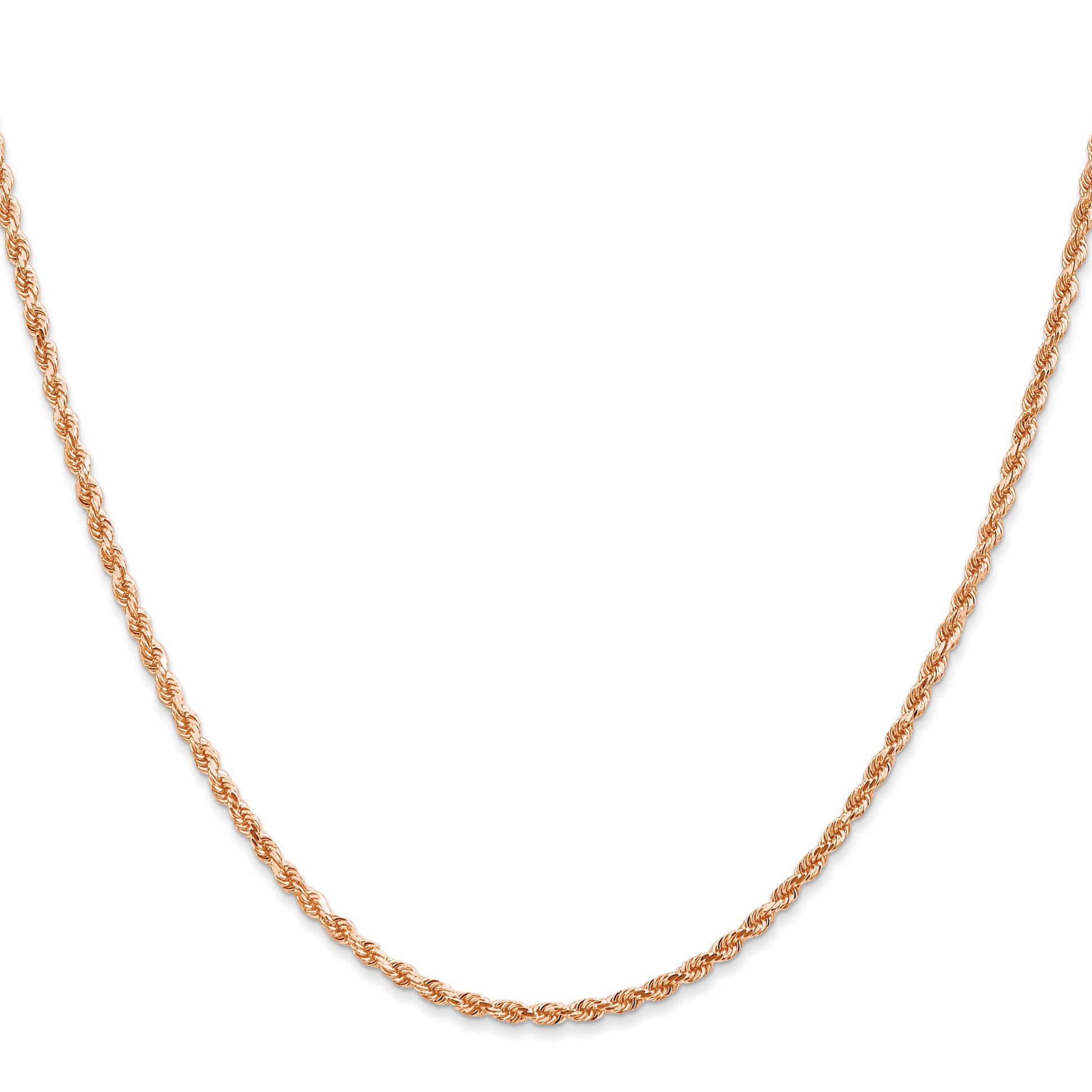 14K Rose Gold 20 inch 2mm Diamond-cut Rope with Lobster Clasp Chain
