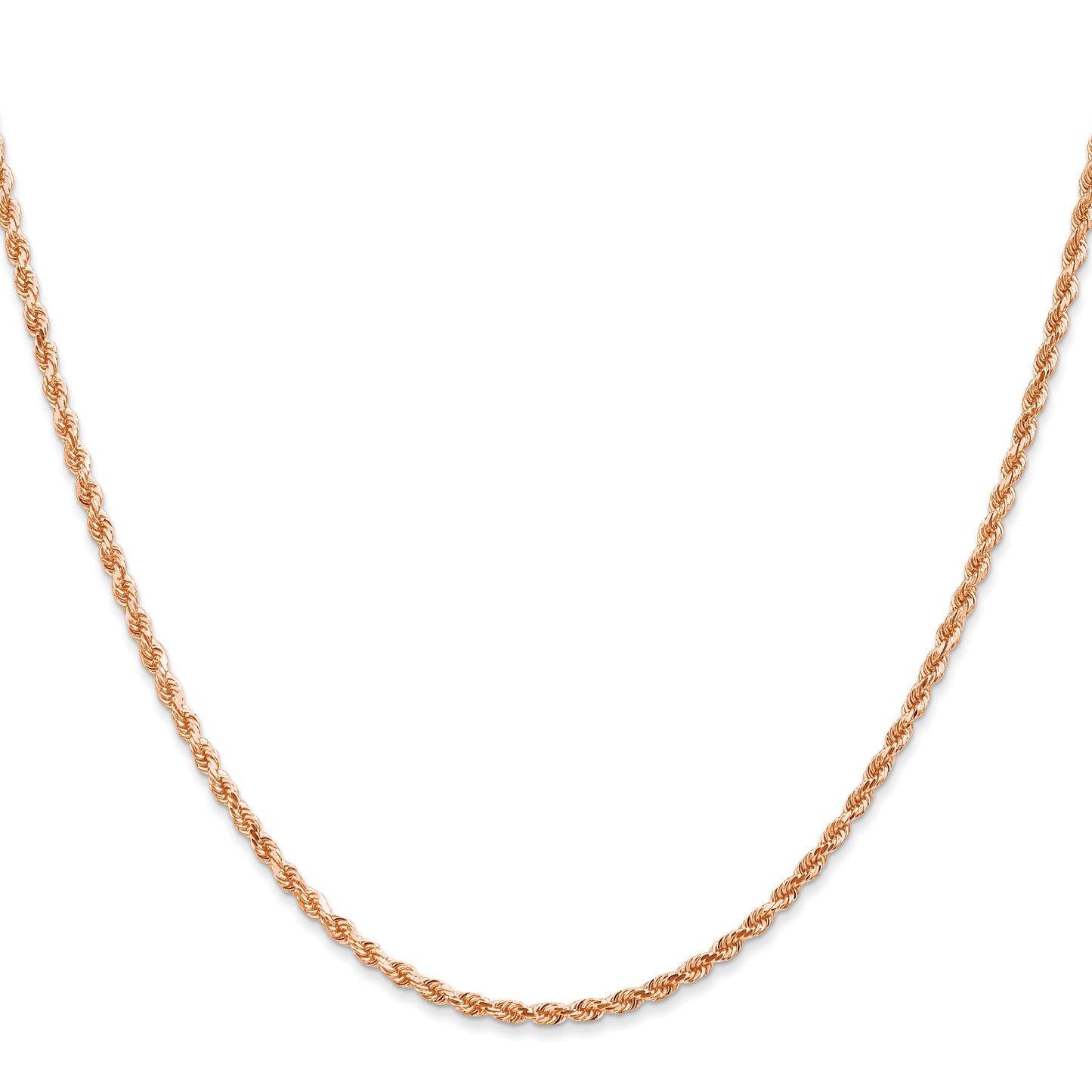 14K Rose Gold 24 inch 2mm Diamond-cut Rope with Lobster Clasp Chain
