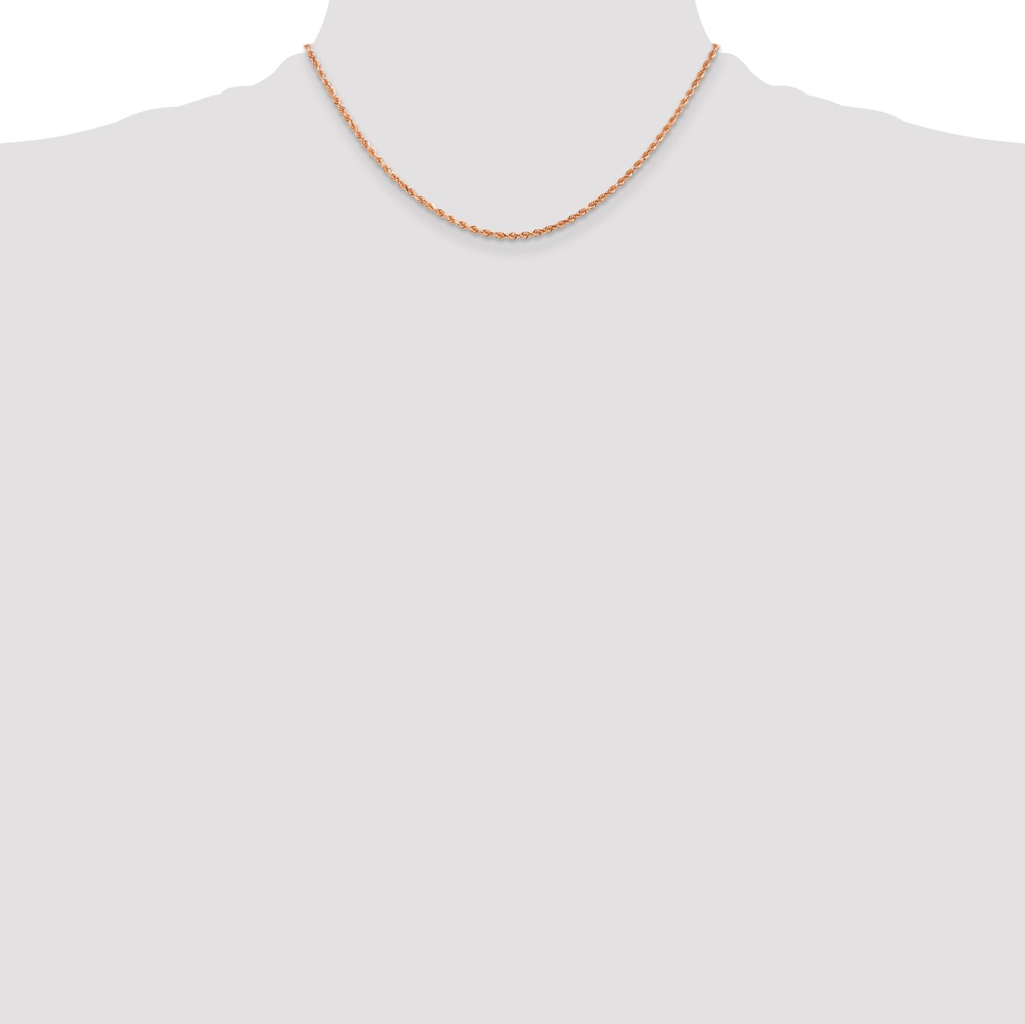14K Rose Gold 16 inch 2mm Diamond-cut Rope with Lobster Clasp Chain