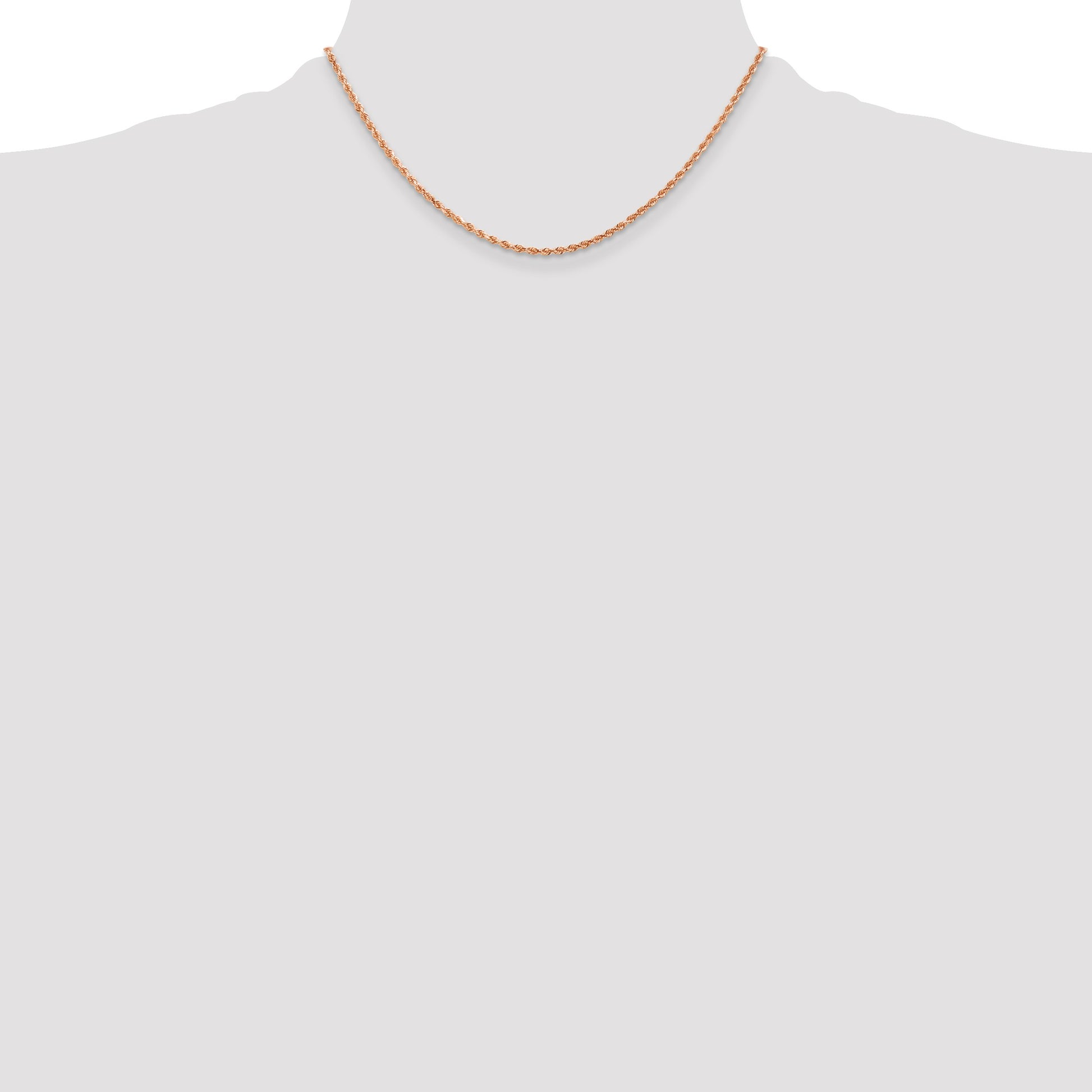 14K Rose Gold 16 inch 2mm Diamond-cut Rope with Lobster Clasp Chain