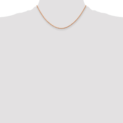 14K Rose Gold 16 inch 2mm Diamond-cut Rope with Lobster Clasp Chain