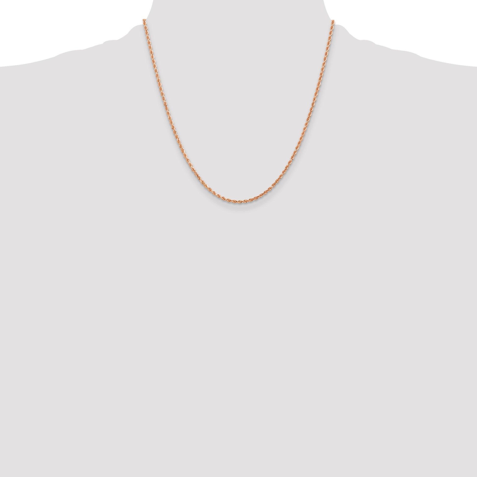 14K Rose Gold 20 inch 2mm Diamond-cut Rope with Lobster Clasp Chain
