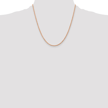 14K Rose Gold 20 inch 2mm Diamond-cut Rope with Lobster Clasp Chain