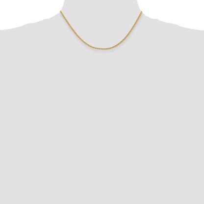 14K 16 inch 2.25mm Regular Rope with Lobster Clasp Chain