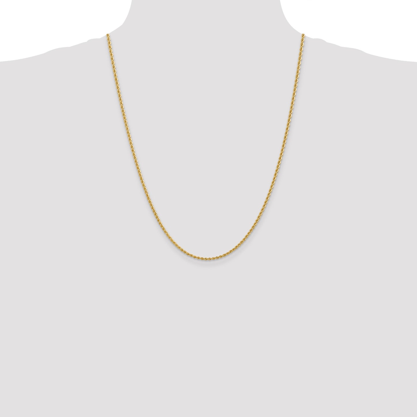 14K 24 inch 2.25mm Regular Rope with Lobster Clasp Chain