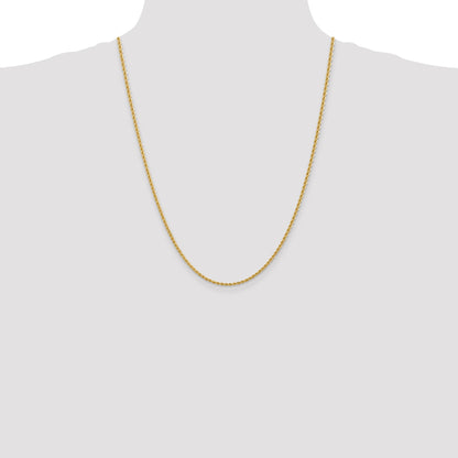 14K 24 inch 2.25mm Regular Rope with Lobster Clasp Chain