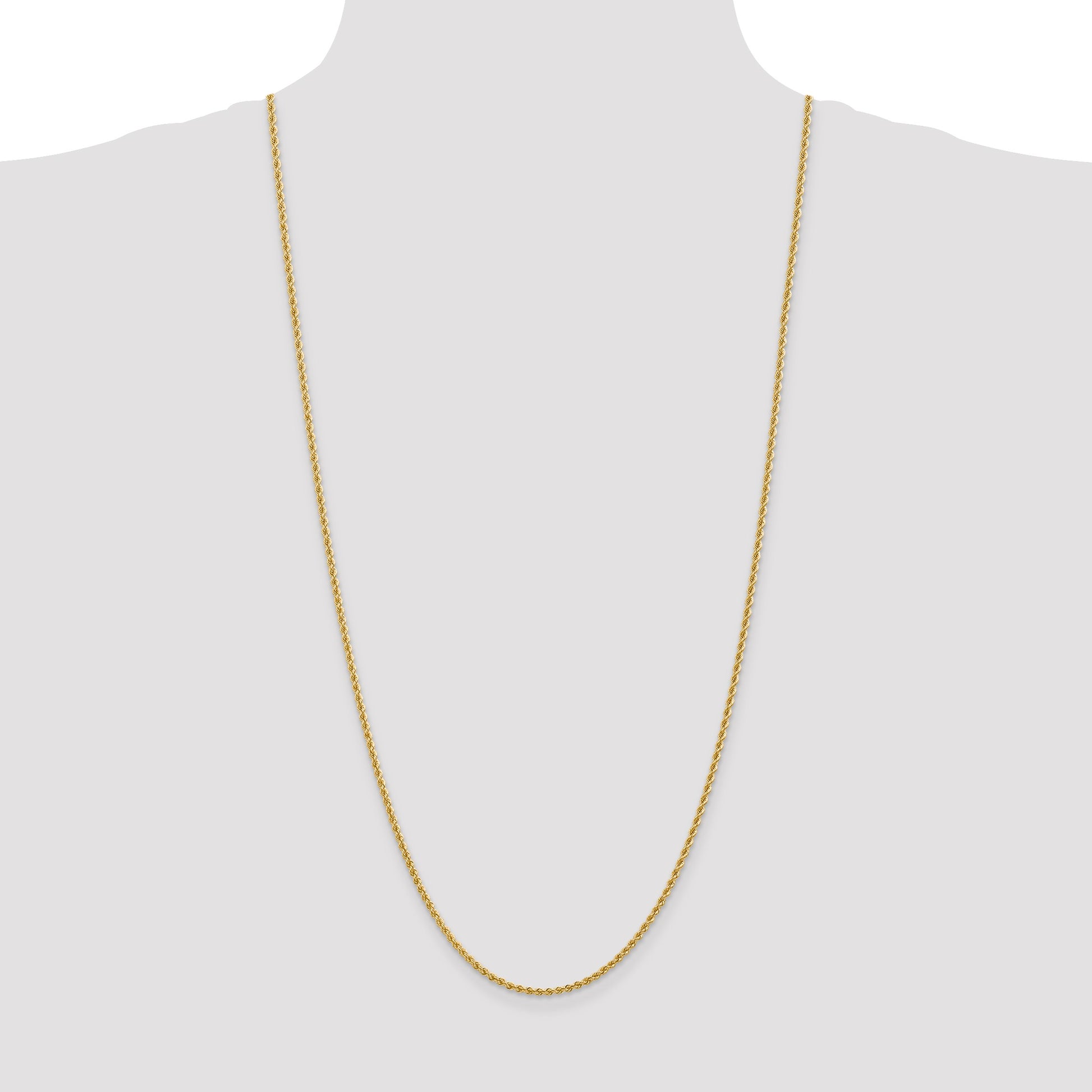 14K 30 inch 2.25mm Regular Rope with Lobster Clasp Chain