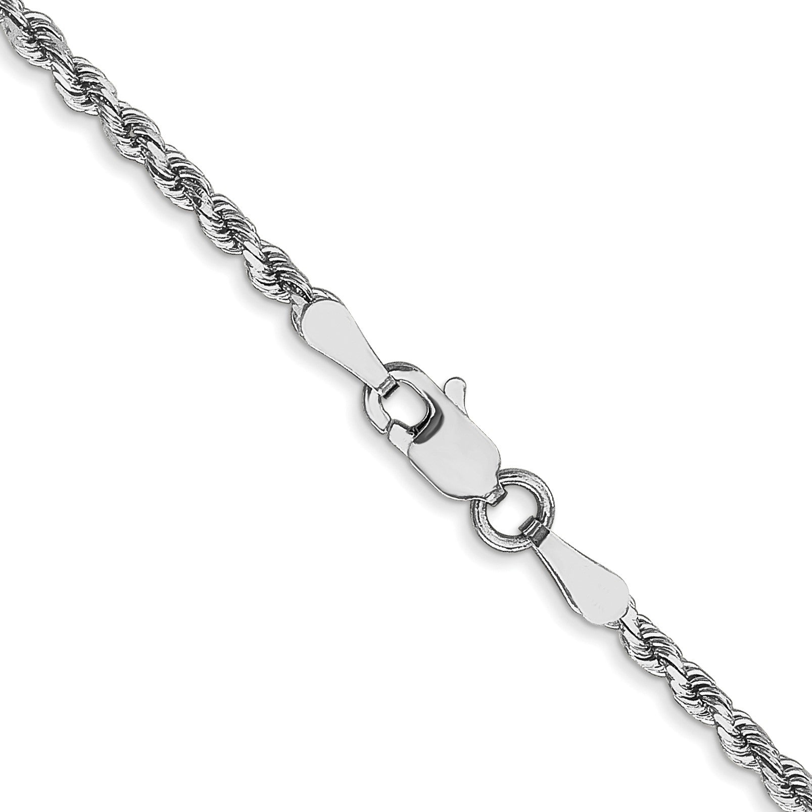 14K White Gold 22 inch 2mm Diamond-cut Rope with Lobster Clasp Chain