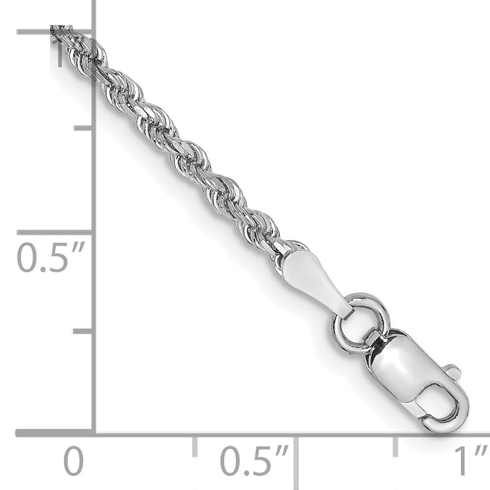 14K White Gold 7 inch 2mm Diamond-cut Rope with Lobster Clasp Chain