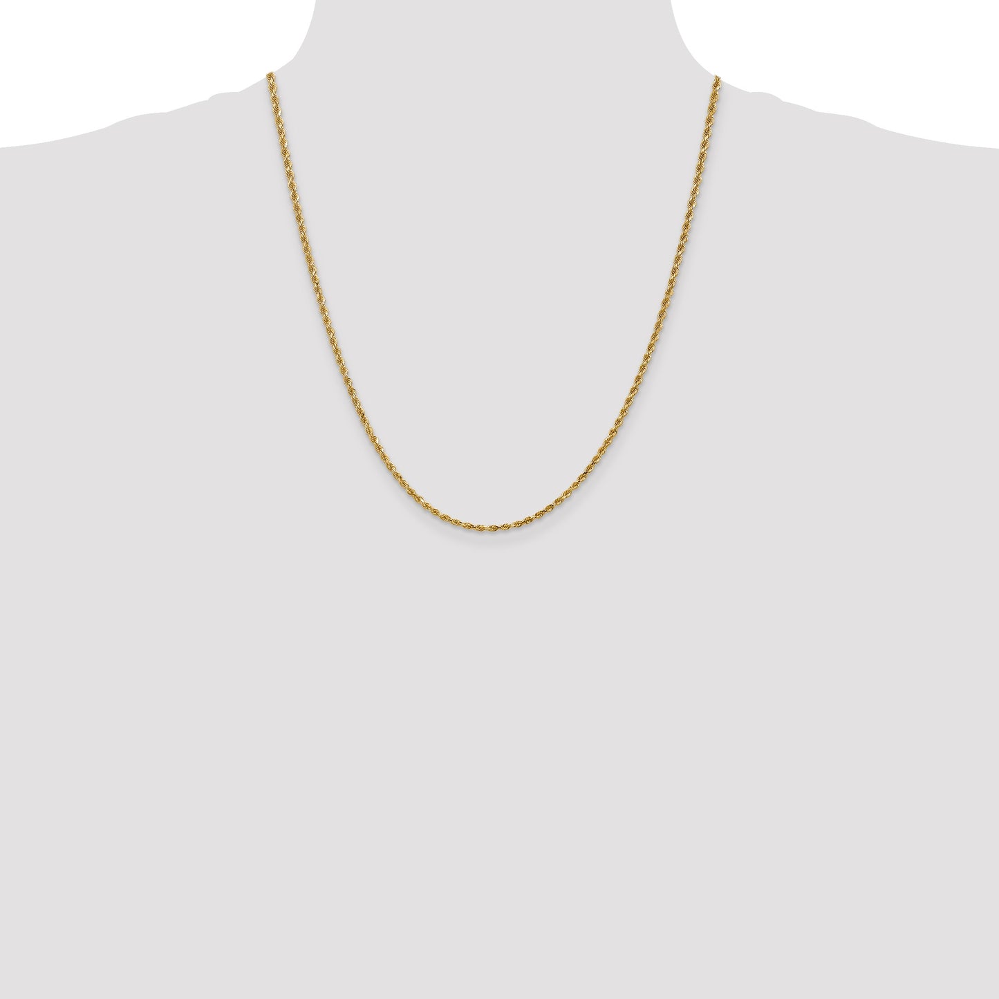 14K 22 inch 2.25mm Diamond-cut Rope with Lobster Clasp Chain