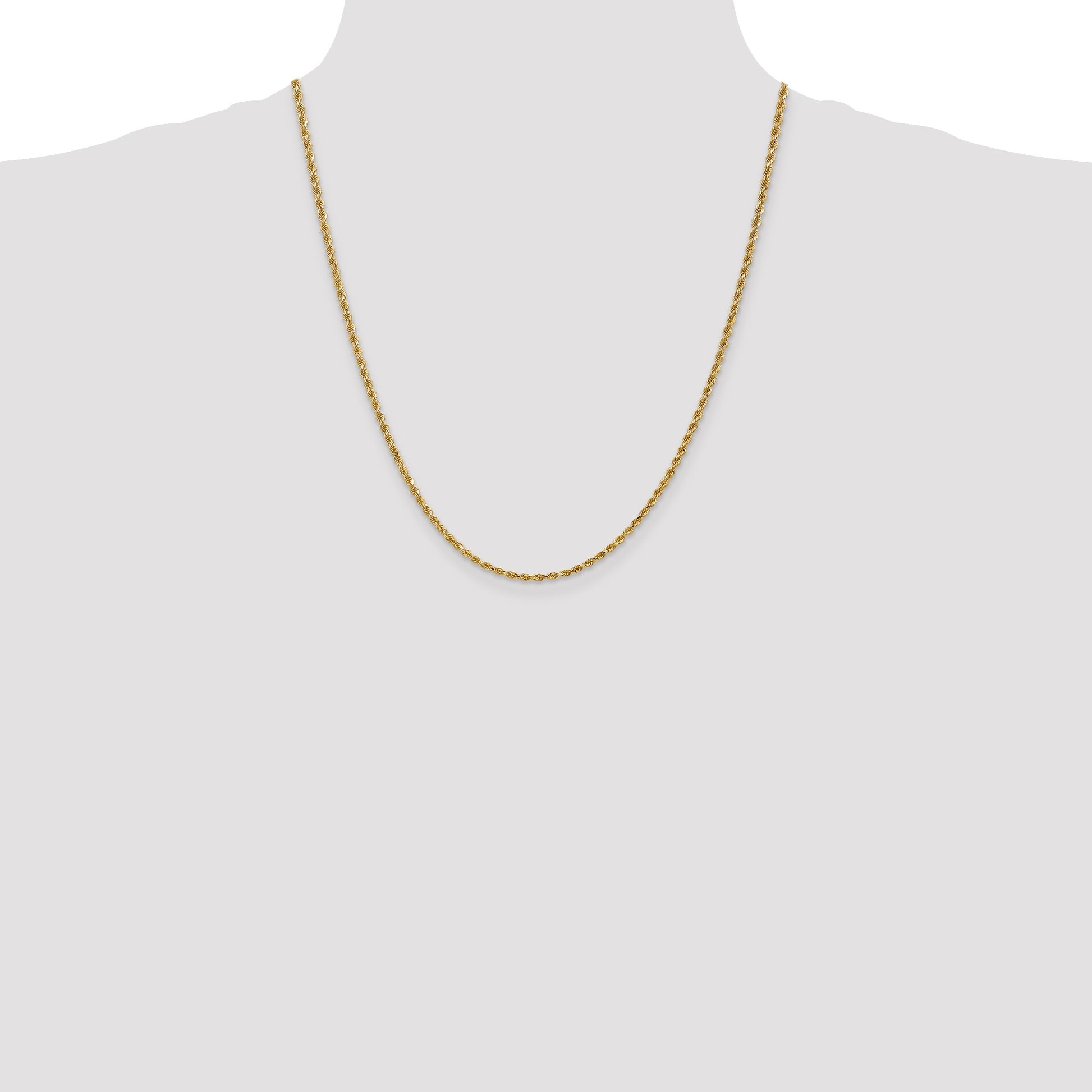14K 22 inch 2.25mm Diamond-cut Rope with Lobster Clasp Chain