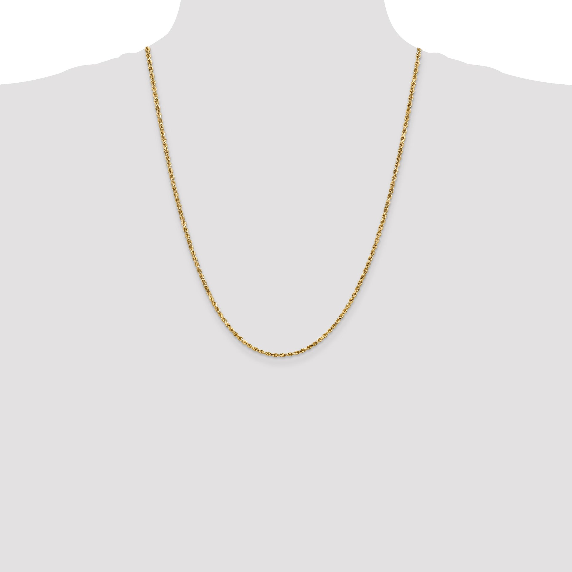 14K 24 inch 2.25mm Diamond-cut Rope with Lobster Clasp Chain