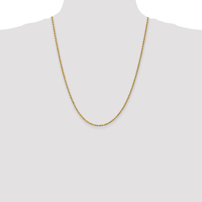 14K 24 inch 2.25mm Diamond-cut Rope with Lobster Clasp Chain