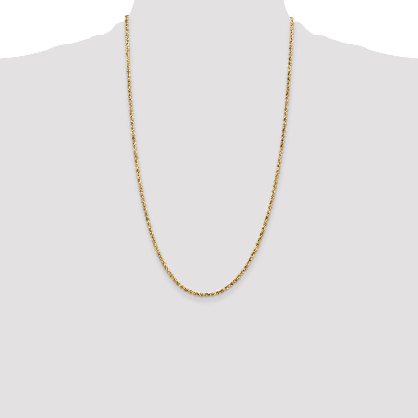 14K 26 inch 2.25mm Diamond-cut Rope with Lobster Clasp Chain