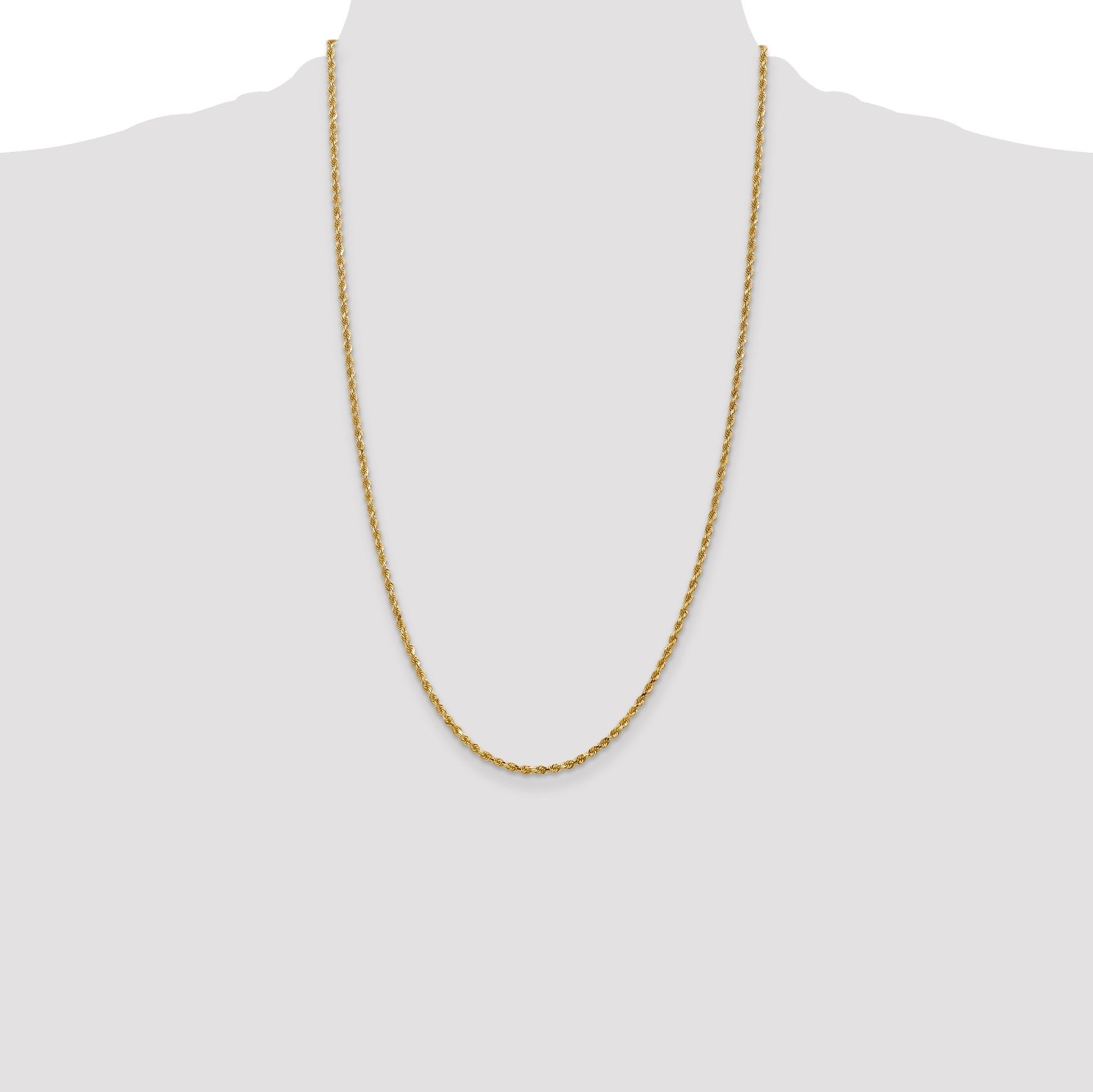14K 26 inch 2.25mm Diamond-cut Rope with Lobster Clasp Chain