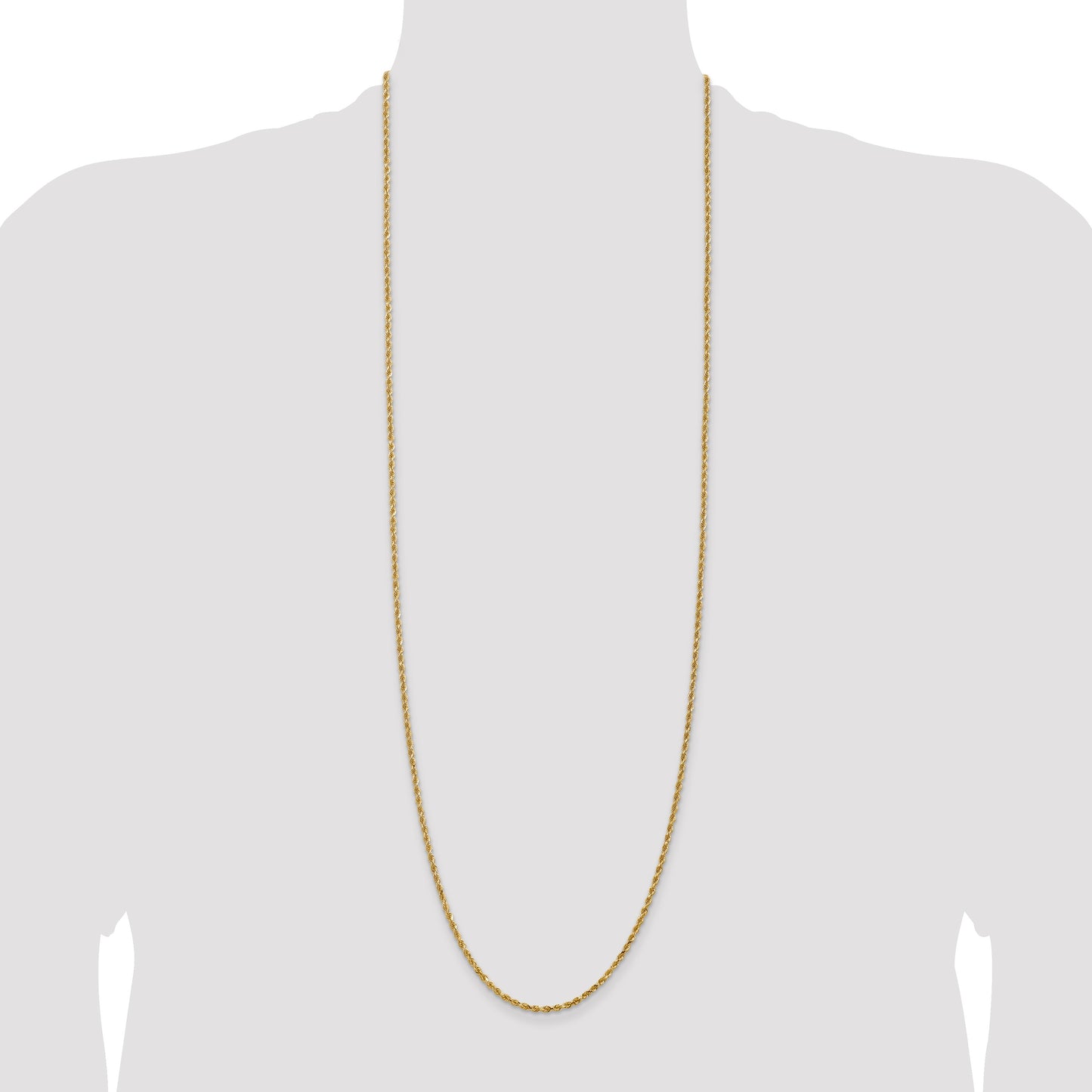 14K 36 inch 2.25mm Diamond-cut Rope with Lobster Clasp Chain