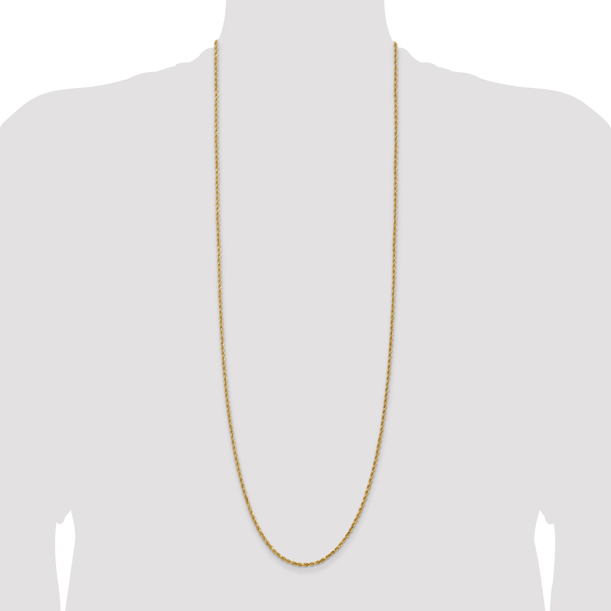 14K 36 inch 2.25mm Diamond-cut Rope with Lobster Clasp Chain