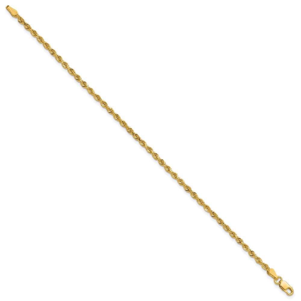 14K 10 inch 2.25mm Diamond-cut Rope with Lobster Clasp Anklet