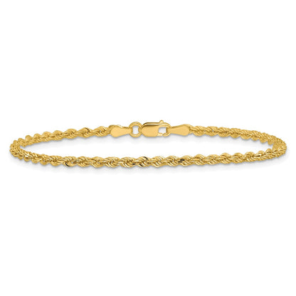 14K 10 inch 2.25mm Diamond-cut Rope with Lobster Clasp Anklet