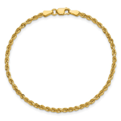 14K 7 inch 2.25mm Diamond-cut Rope with Lobster Clasp Chain