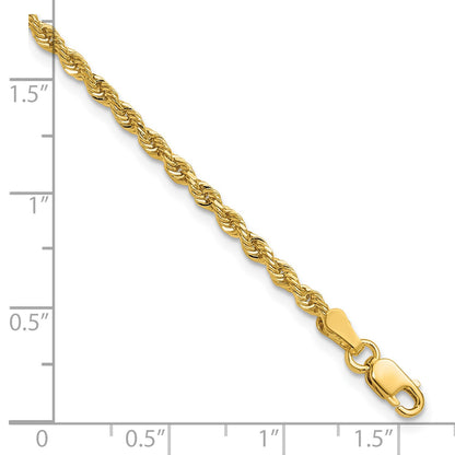 14K 8 inch 2.25mm Diamond-cut Rope with Lobster Clasp Chain