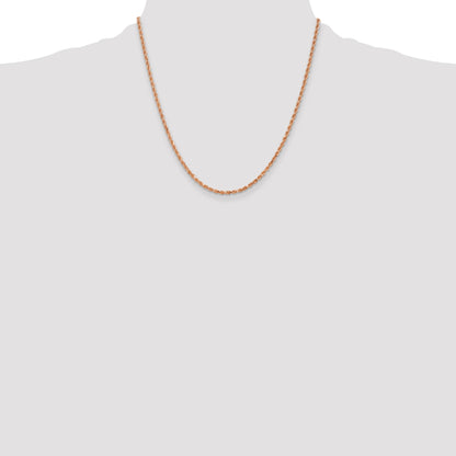 14K Rose Gold 20 inch 2.25mm Diamond-cut Rope with Lobster Clasp Chain