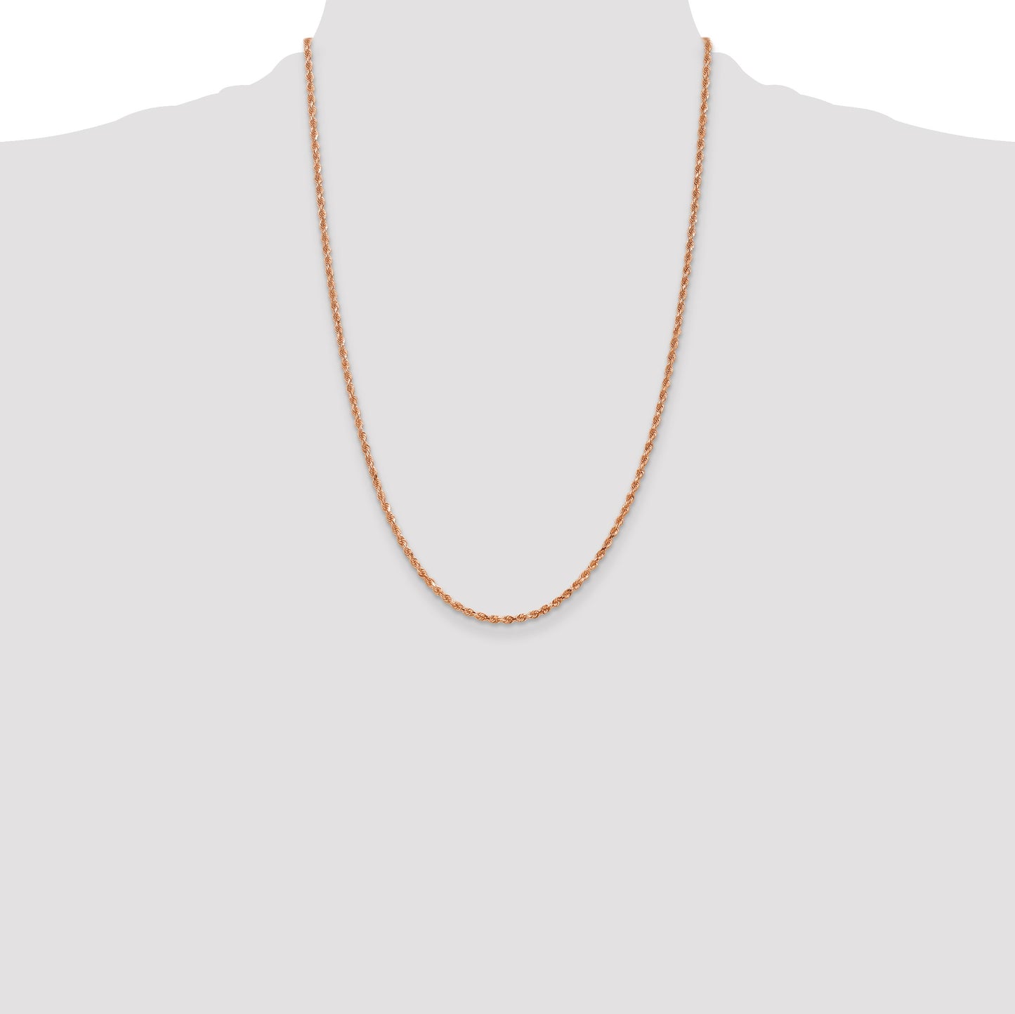 14K Rose Gold 24 inch 2.25mm Diamond-cut Rope with Lobster Clasp Chain