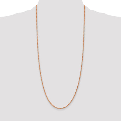 14K Rose Gold 30 inch 2.25mm Diamond-cut Rope with Lobster Clasp Chain