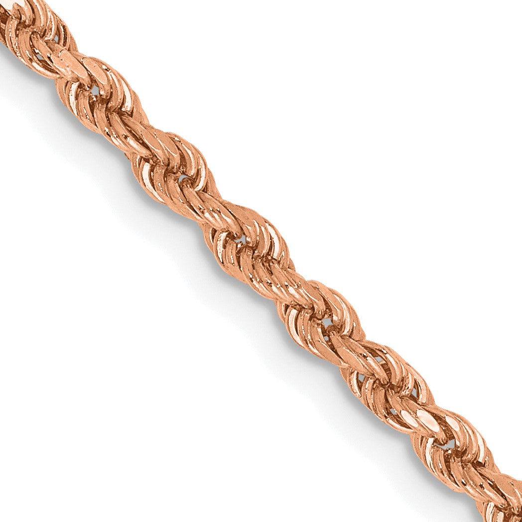 14K Rose Gold 18 inch 2.25mm Diamond-cut Rope with Lobster Clasp Chain