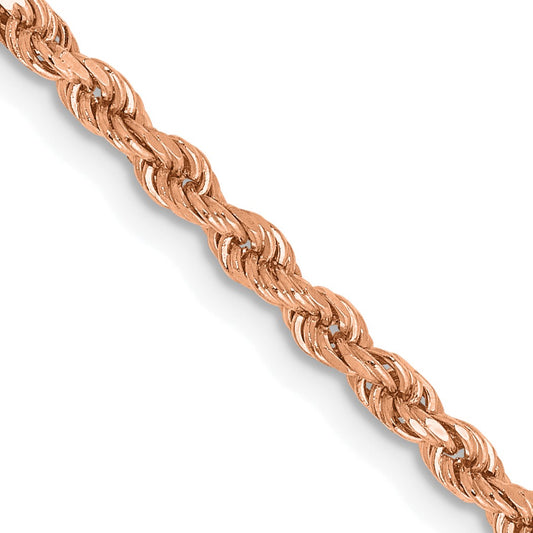 14K Rose Gold 18 inch 2.25mm Diamond-cut Rope with Lobster Clasp Chain