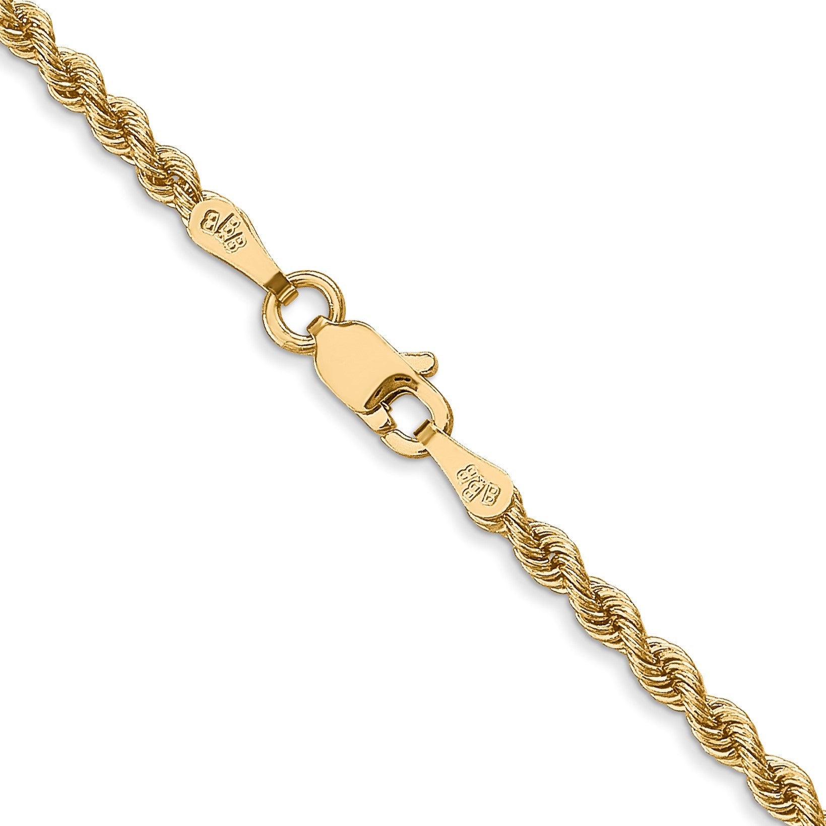 14K 24 inch 2.5mm Regular Rope with Lobster Clasp Chain