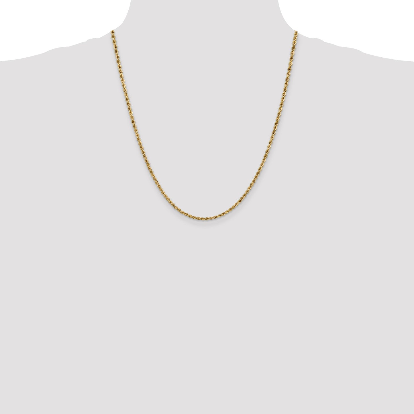 14K 22 inch 2.5mm Regular Rope with Lobster Clasp Chain