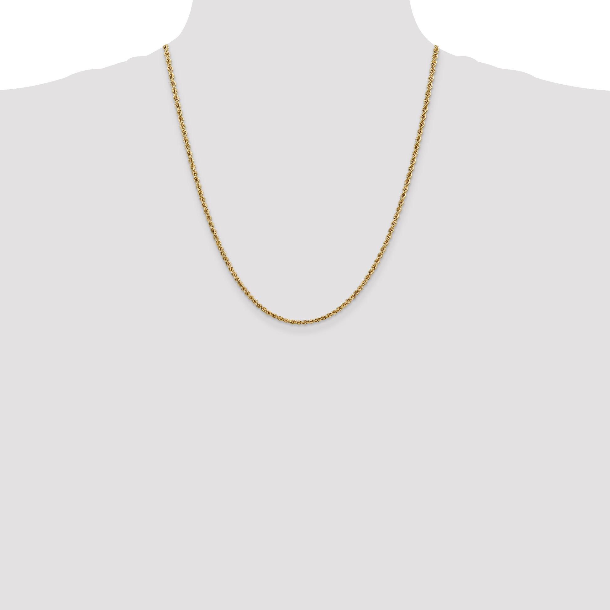 14K 22 inch 2.5mm Regular Rope with Lobster Clasp Chain