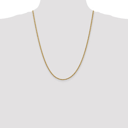 14K 24 inch 2.5mm Regular Rope with Lobster Clasp Chain