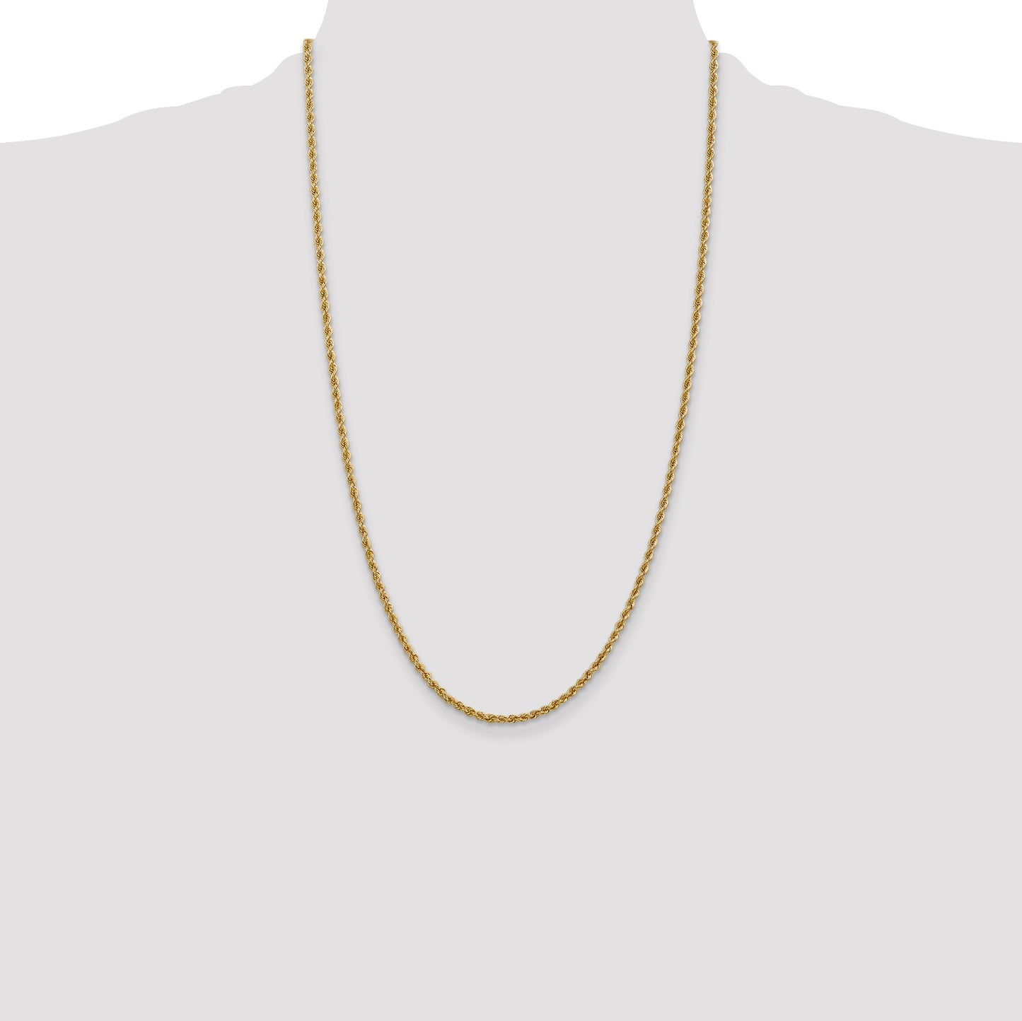 14K 26 inch 2.5mm Regular Rope with Lobster Clasp Chain