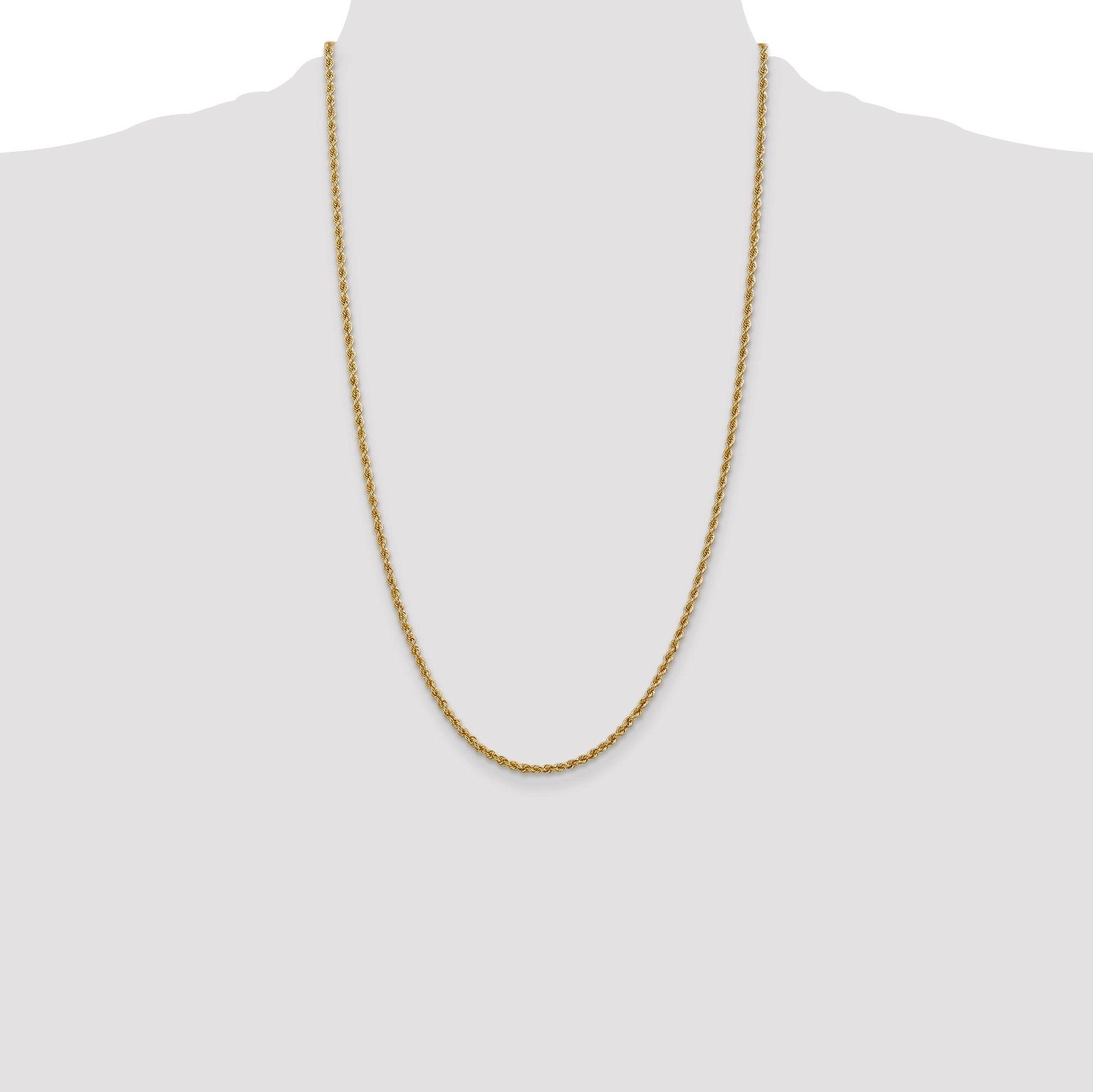 14K 26 inch 2.5mm Regular Rope with Lobster Clasp Chain