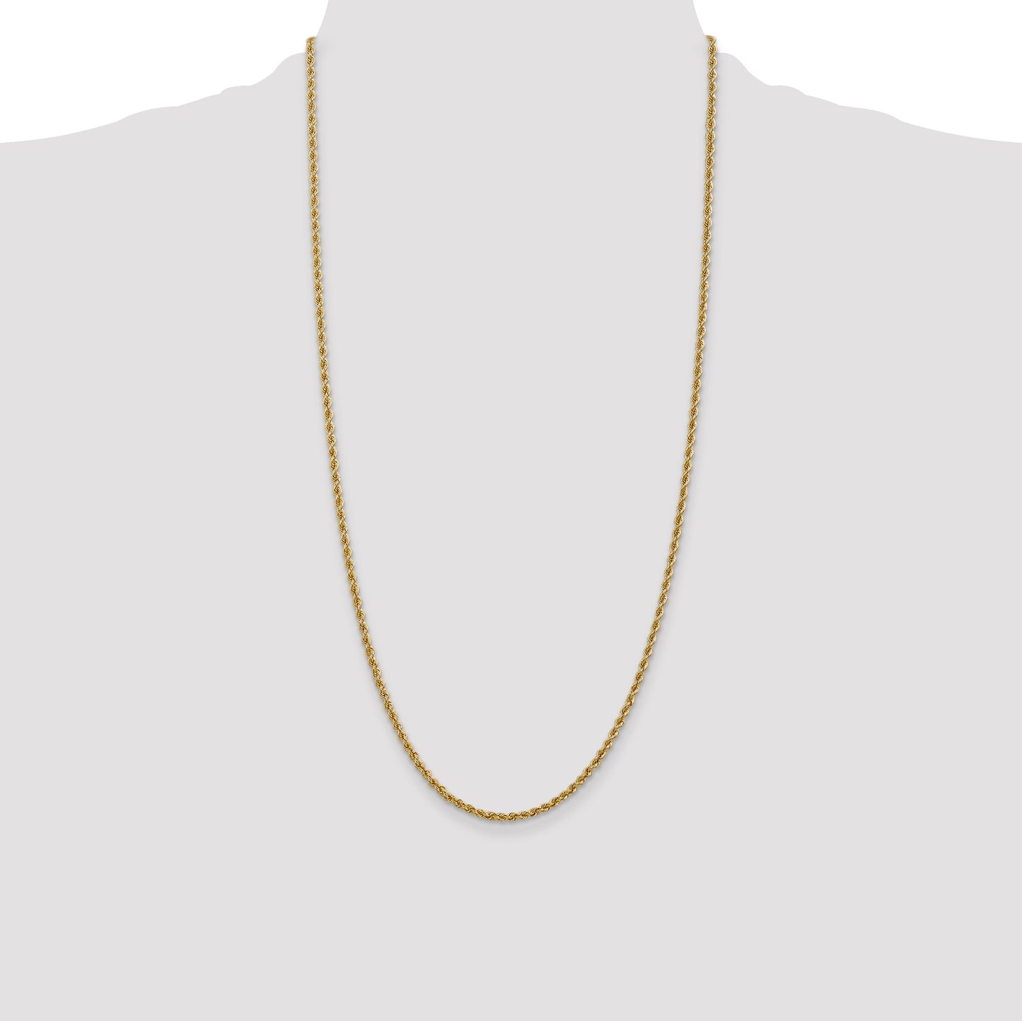 14K 28 inch 2.5mm Regular Rope with Lobster Clasp Chain
