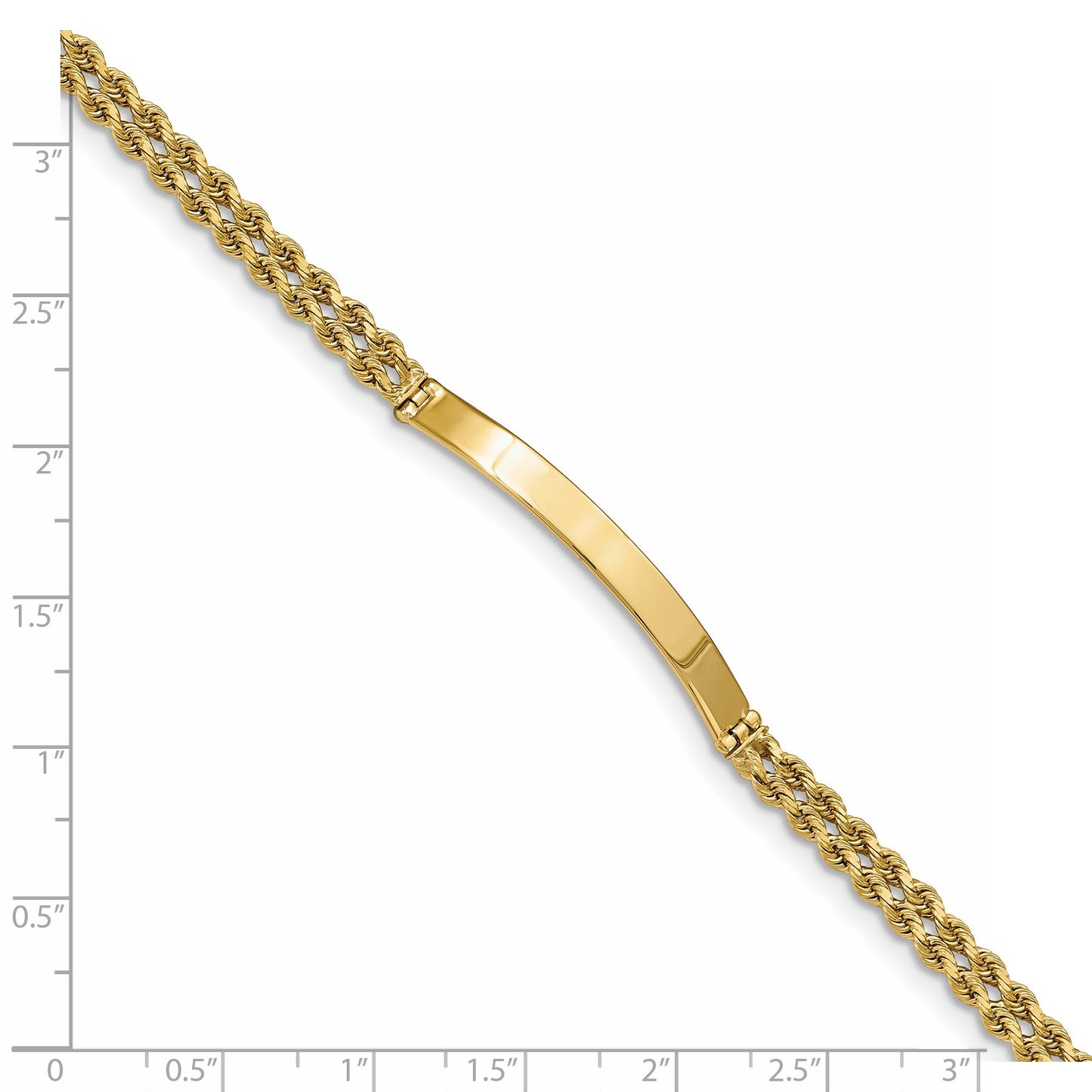14k Polished Solid Chain/Solid Plate Two-Strand Rope 39.5x5mm Plate 7 inch ID Bracelet