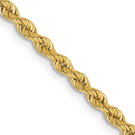 14K 16 inch 2.5mm Regular Rope with Lobster Clasp Chain