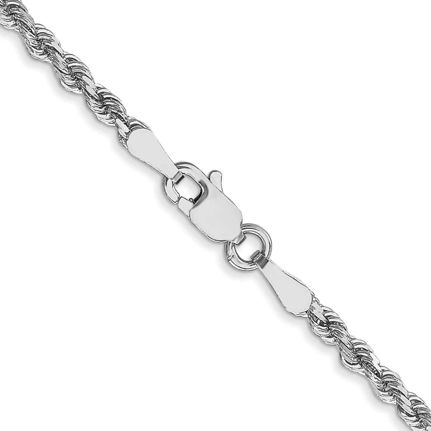 14K White Gold 24 inch 2.25mm Diamond-cut Rope with Lobster Clasp Chain