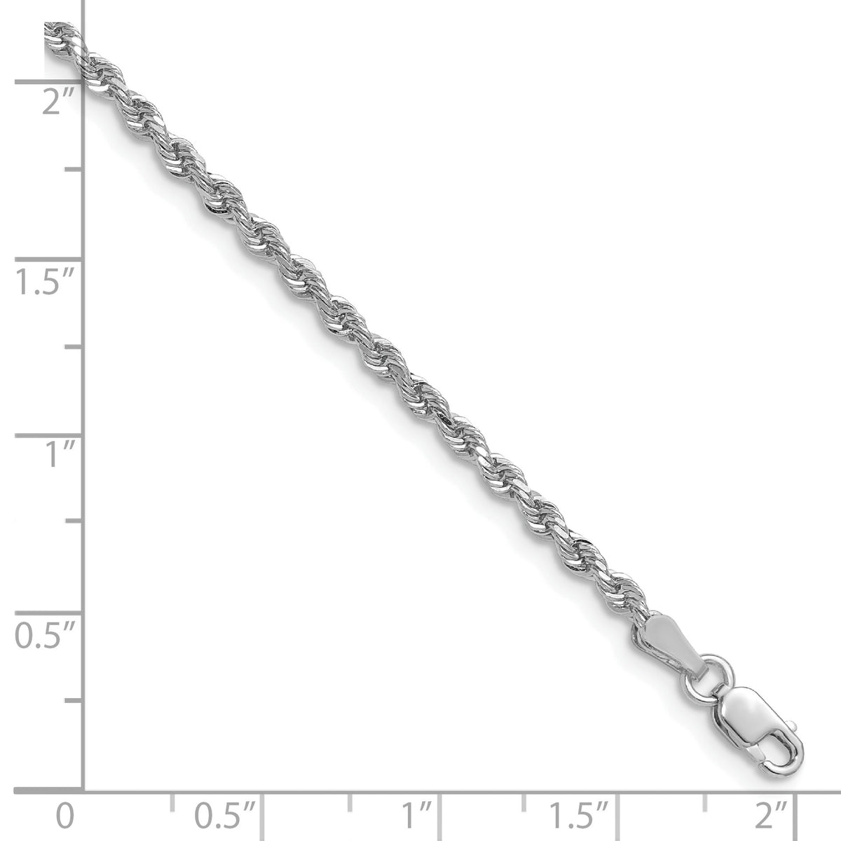 14K White Gold 24 inch 2.25mm Diamond-cut Rope with Lobster Clasp Chain